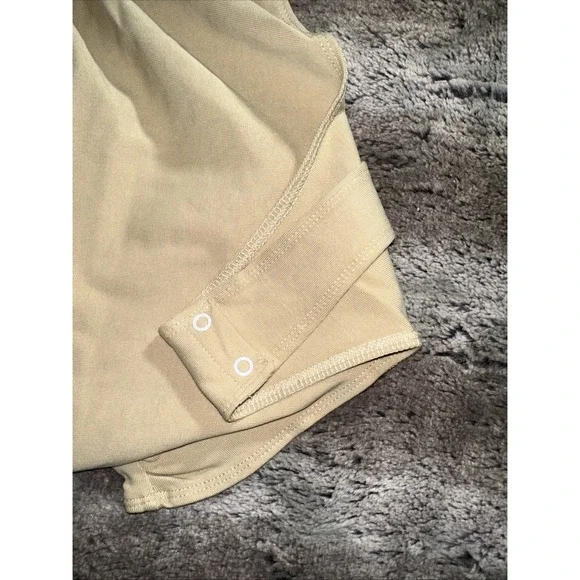 We Wore What Revolve Bodysuit Womens Size Med Beige Ruched Strapless Cotton Rib - Picture 3 of 5